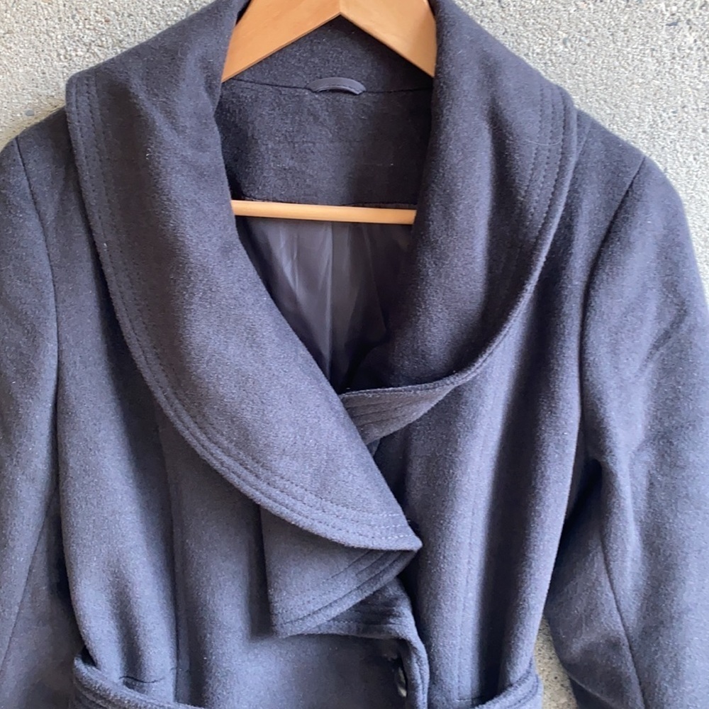 ❄️ Gray Wool Blend Wrap Coat - Picture 3 of 15